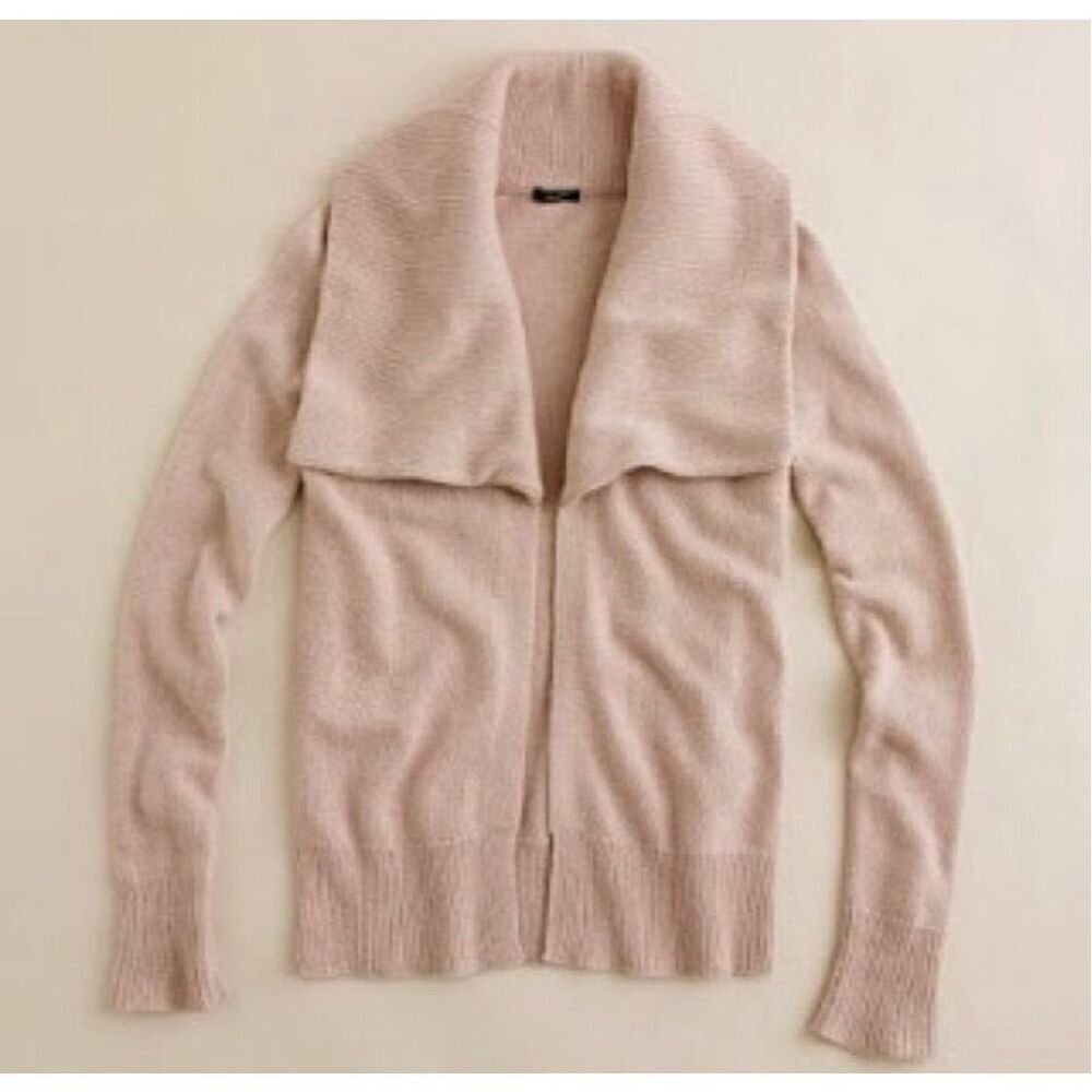 J. Crew Dream Open Shawl-Collar Cardigan Wool Cashmere Sweater Knit Tan Size S